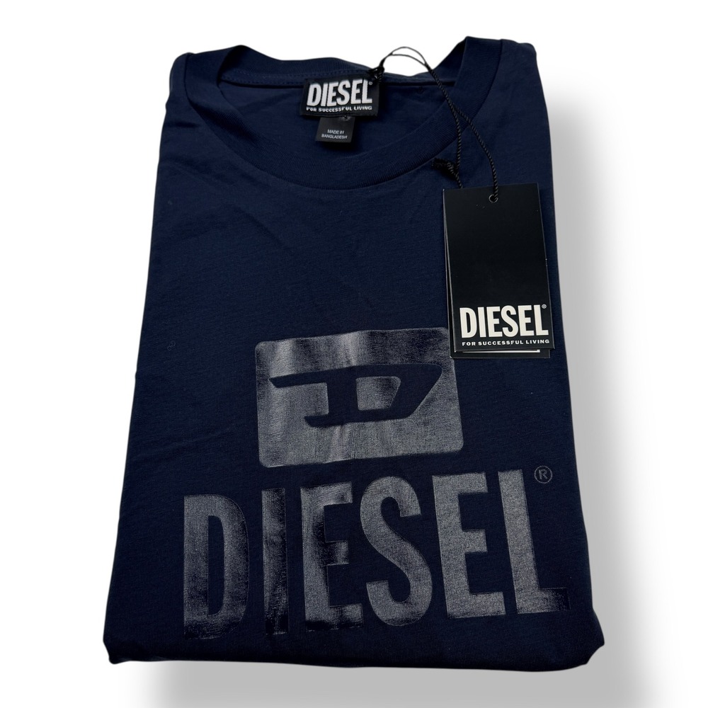 Diesel‎ T-Just Tone on Tone Graphic T-Shirt Midnight Blue A21761 Mens Large Slim